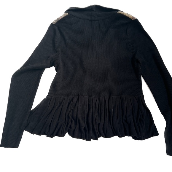 Laureate Lane Sweater Cardigan Wool Blend Flower Art Wear Jacket XL Black Peplum - Picture 6 of 10